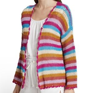 Xirena Carsyn Crocheted Cotton Cardigan rainbow color open front small new w tag